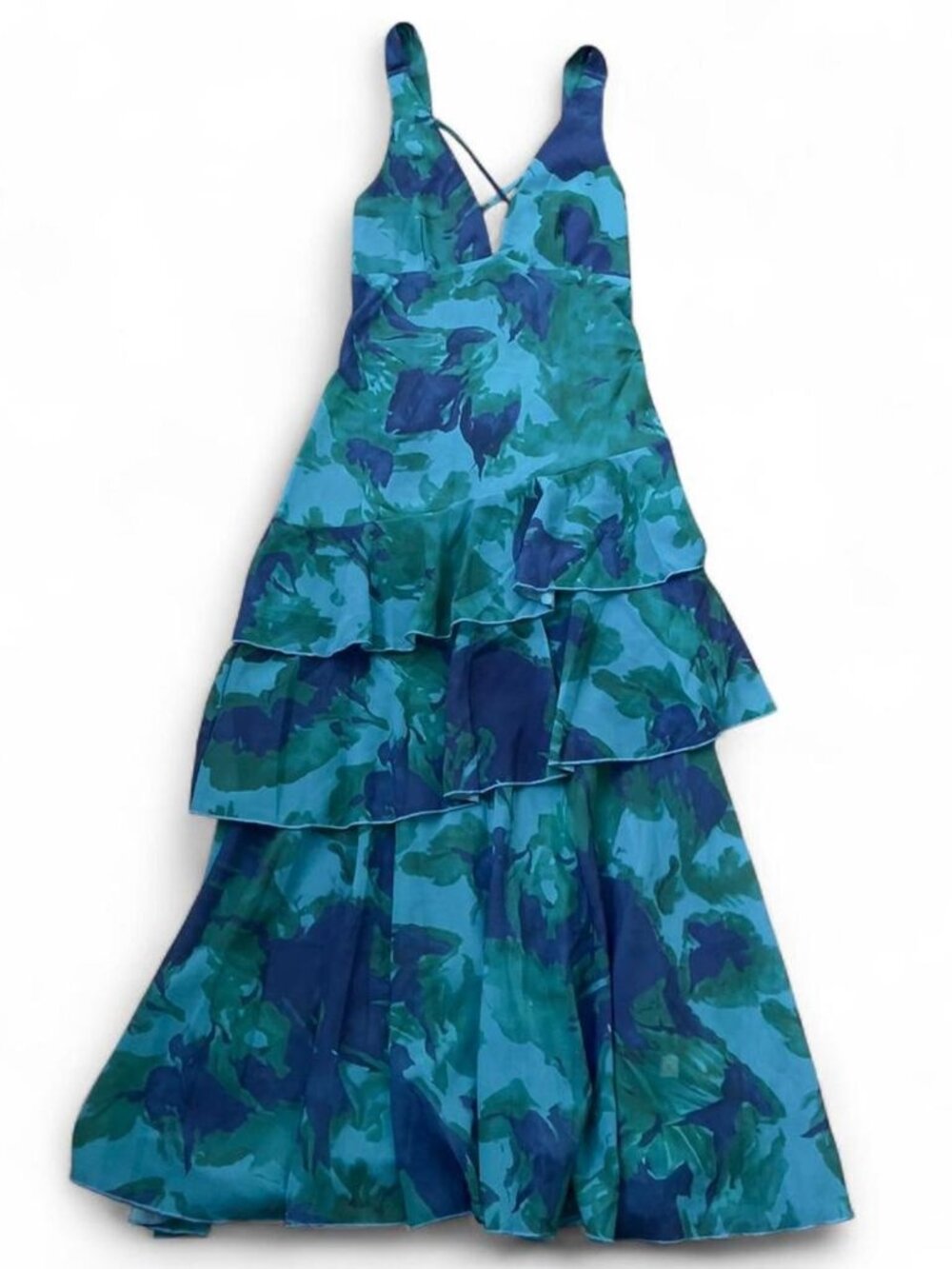 Womens Tiered Ruffle Maxi A-Line Dress Ruffle